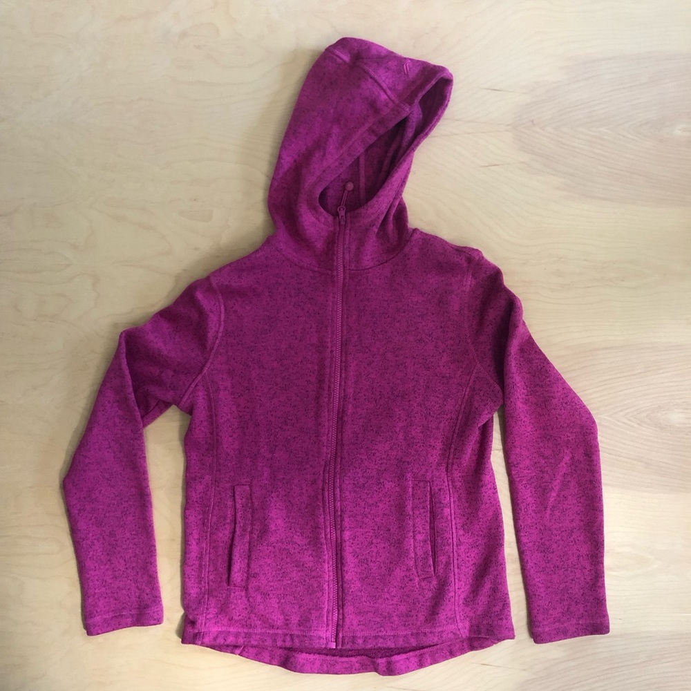 Joe Fresh Cozy Pink Hooded Full-Zip Fleece Jacket Medium